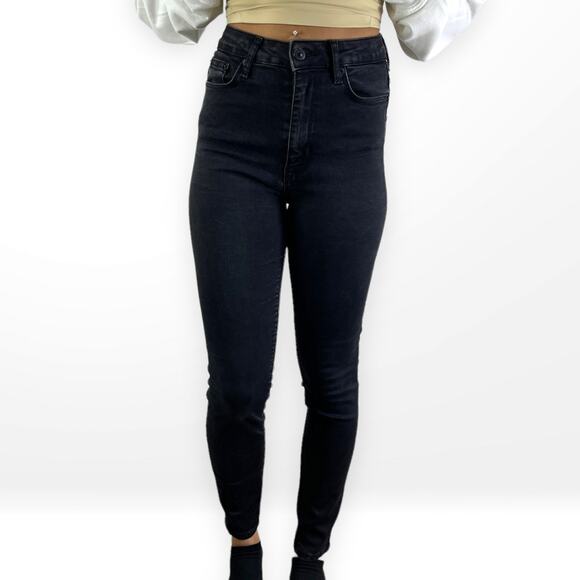 ZARA Black Stretch High Rise Skinny Tapered Leg Jeans - Picture 1 of 6